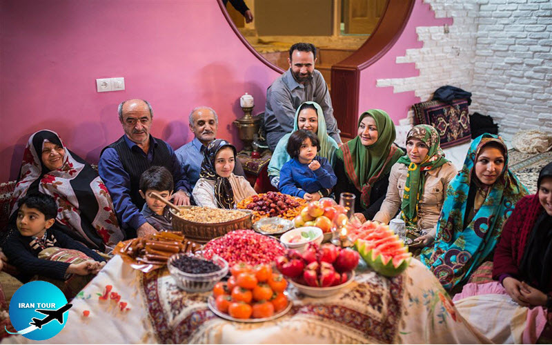 How do Iranians celebrate Yalda night