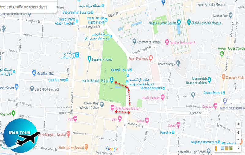 How to visit Isfahan Hasht behesht map