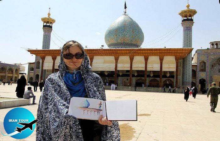Shah Cheragh Mausoleum and Tourists - Shiraz