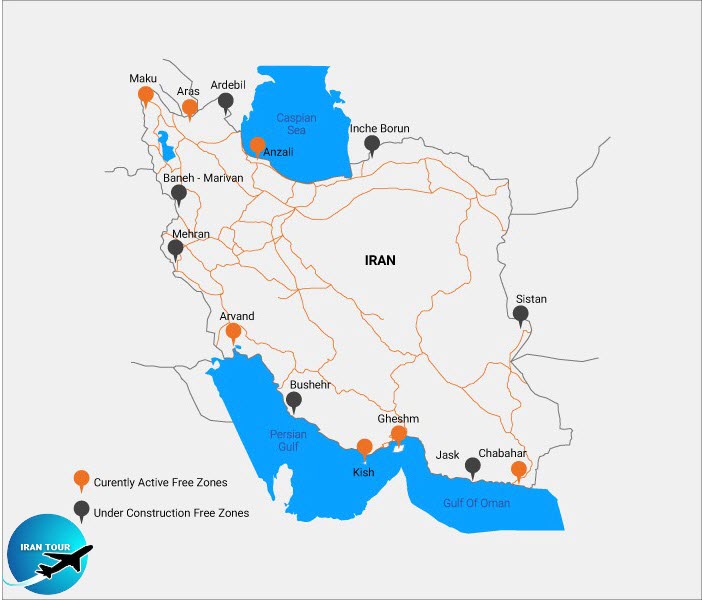 Iran has seven free zones. Visitors can enter the Iranian free zones, but they are prohibited from moving to other parts of the country.
